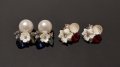 Нови нежни обеци с цветчета и кристалчета сини бели червени, снимка 1 - Обеци - 30032482