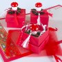 Уникално красиви стъклени фигурки Гъбка с мартеничка в подаръчна кутийка и торбичка, снимка 1 - Подаръци за жени - 44384807