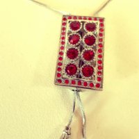 Колие с медальон рубинено стъкло, снимка 5 - Колиета, медальони, синджири - 31959181