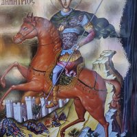 Икона на Свети Димитър - ръчна средна . , снимка 3 - Икони - 42627271