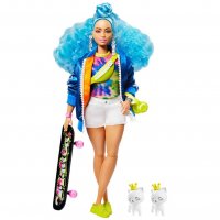 Кукла Barbie - Екстра: Синя къдрава коса GRN30, снимка 2 - Кукли - 34910728