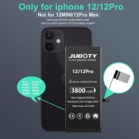 Батерия JUBOTY 3800mAh за iPhone 12/12Pro, Li-ion с професионален комплект инструменти, снимка 4 - Оригинални батерии - 44462774