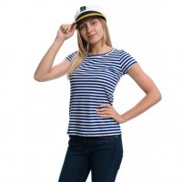 Дамски моряшки сет: тениска и капитанска шапка, снимка 5 - Тениски - 29975136