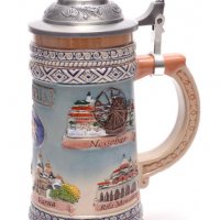 Сувенирна чаша с метално капаче, ГЕРБ на Р. България и знакови забележителности от страната, снимка 3 - Подаръци за юбилей - 37259088