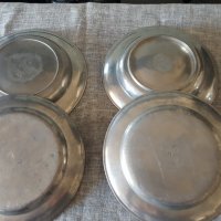 Комплект метални чинии от началото на миналия век, снимка 5 - Антикварни и старинни предмети - 29210096