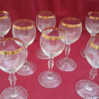 кристални чаши с златен кант , снимка 4 - Антикварни и старинни предмети - 19008457