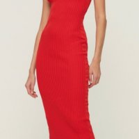 Нова червена дълга рокля рипс Trendyol, снимка 1 - Рокли - 39908833
