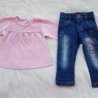 Дънки и блуза за новородено момиченце, снимка 11 - Панталони и долнища за бебе - 29558243