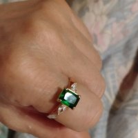 Пръстен смарагд и диаманти 💓, снимка 3 - Пръстени - 37200258