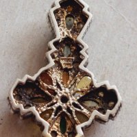 Златен кръст с диаманти-злато,сребро , снимка 6 - Обеци - 42330973