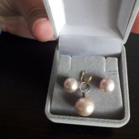 Сребърен перлен комплект    , снимка 3 - Колиета, медальони, синджири - 11182880