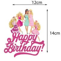 Барби Barbie Happy Birthday картонен топер табела надпис украса за торта рожден ден парти, снимка 1 - Други - 42855351