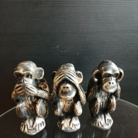 Тройка статуетки маймуни - не чух, не видях, не знам , снимка 1 - Статуетки - 36508849