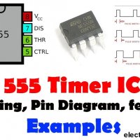 NE555N single bipolar timer, единичен биполярен таймер с изходен ток 200мА, снимка 2 - Друга електроника - 35572800