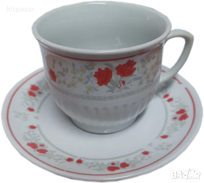 Порцеланов сервиз за чай в червено, снимка 1