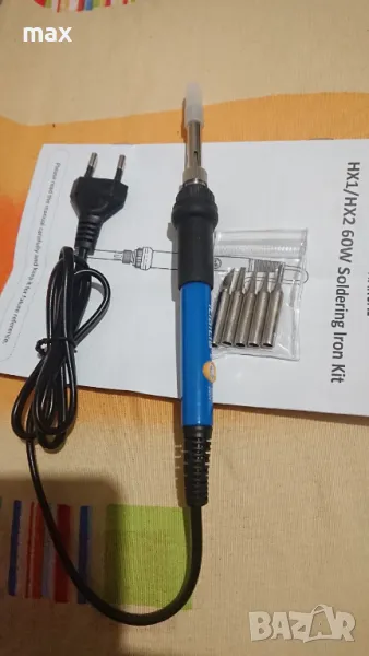 Поялник 60w с регулатор 200- 450 градуса и 6 сменяеми накрайника с различни върхове. , снимка 1