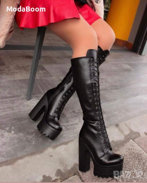 Кожени ботуши на ток , снимка 1