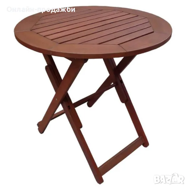 Маса сгъваема Muhler Meranti - Ø70xH74cm, дърво, снимка 1