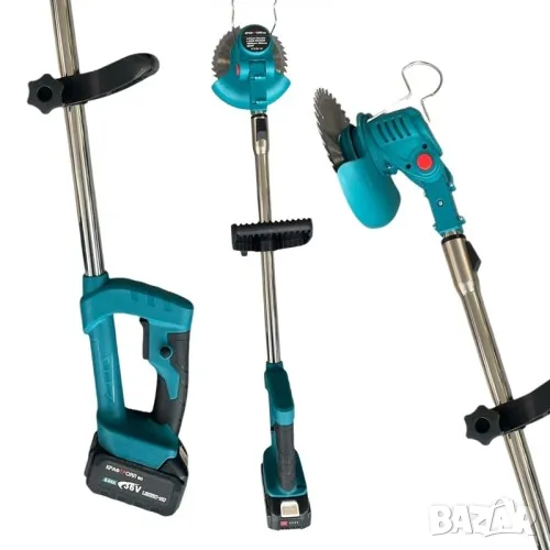 Комплект от акумулаторна лозарска ножица, мини верижен трион с 15 см шина, маслен филтър, 2 вериги и, снимка 1