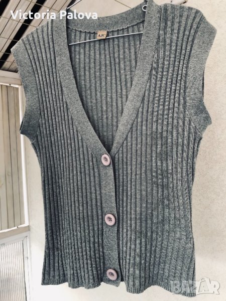  Модерна сива жилетка-потник-елек AJC,рипс, снимка 1