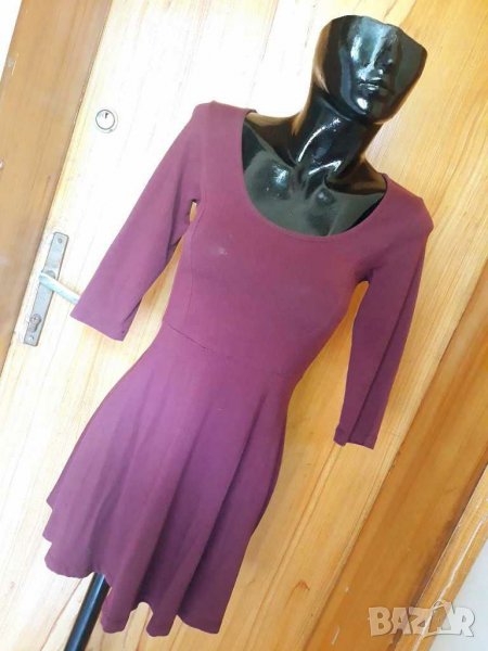 Винено лилава рокля трико с 3/4 ръкав С/М, снимка 1