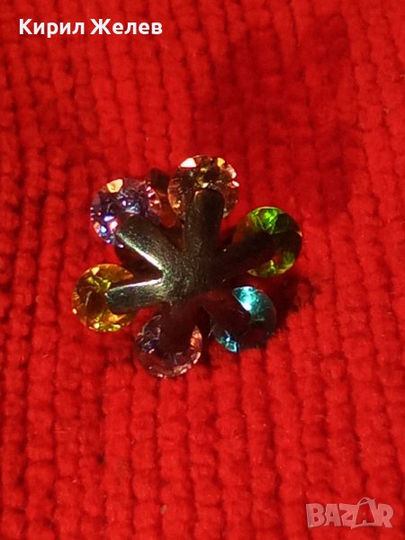 ПРЕКРАСНА СКЪПОЦЕННА СРЕБЪРНА ОБЕЦА СНЕЖИНКА СРЕБРО 925 с РАЗНОЦВЕТНИ ФАСЕТИРАНИ КАМЪНИ 27256, снимка 1