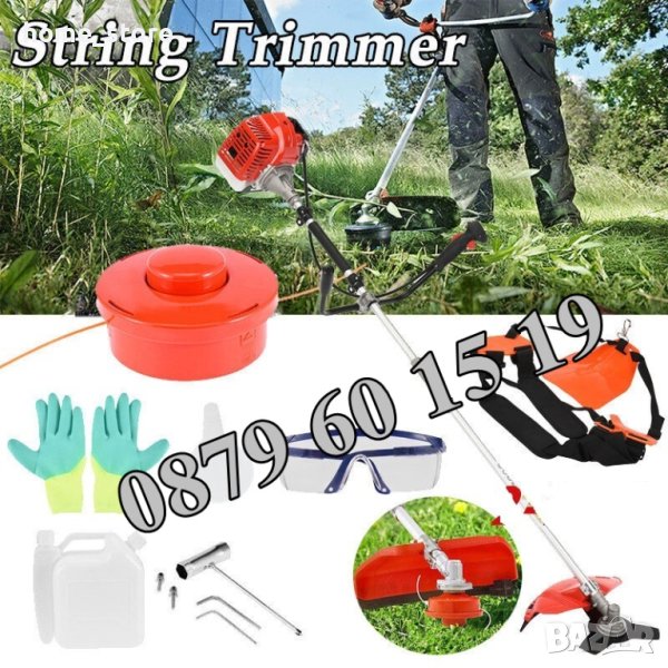 Бензинов тример за трева 74 куб./косачка за трева + 10 бр. подаръци, снимка 1