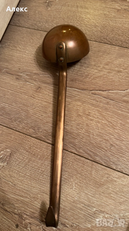 Масивен Френски меден голям черпак– кован., снимка 1