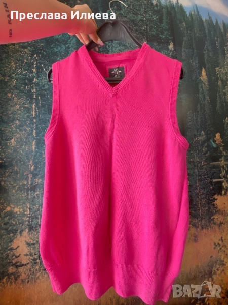 H&M ЯркоРозов Елек без ръкави , снимка 1