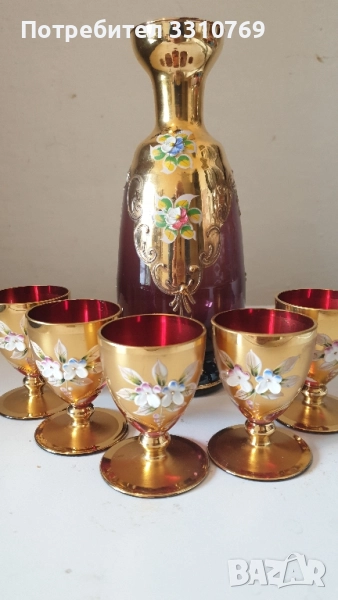 Великолепен кристален сервиз за ликьор и ракия. , снимка 1