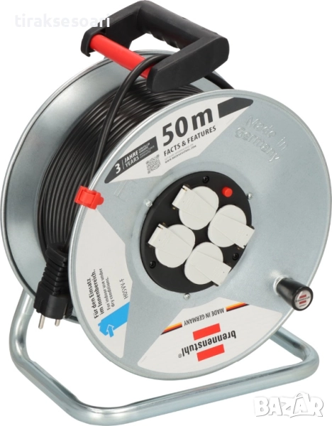 KraftRoyal Макара за кабел 3х2.5 мм, поцинкована стомана, 4 гнезда, снимка 1