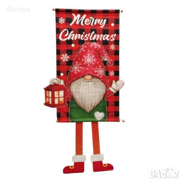 4199 Коледен банер за закачане с висящи крачета, 70 x 40 cm, снимка 1