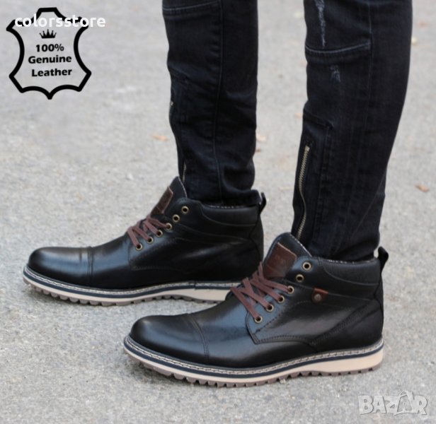 Мъжки боти - черна ЕСТЕСТВЕНА кожа - 2885, снимка 1