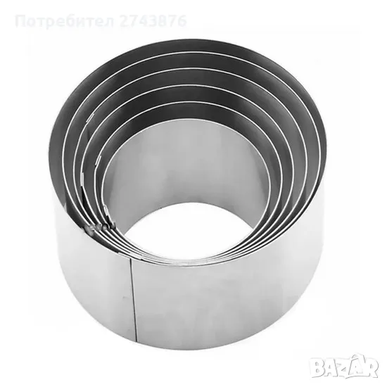 Комплект кръгли рингове за торта тежки- 6 бр., Диаметър 12,14 ,16 ,18, 20 , 22 см. , Височина 14 см., снимка 1