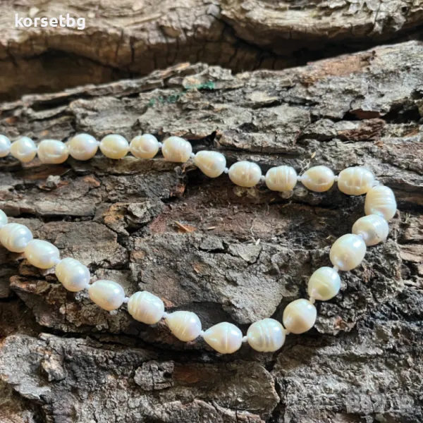 Нежно перлено колие от естествени бели перли 3094, снимка 1