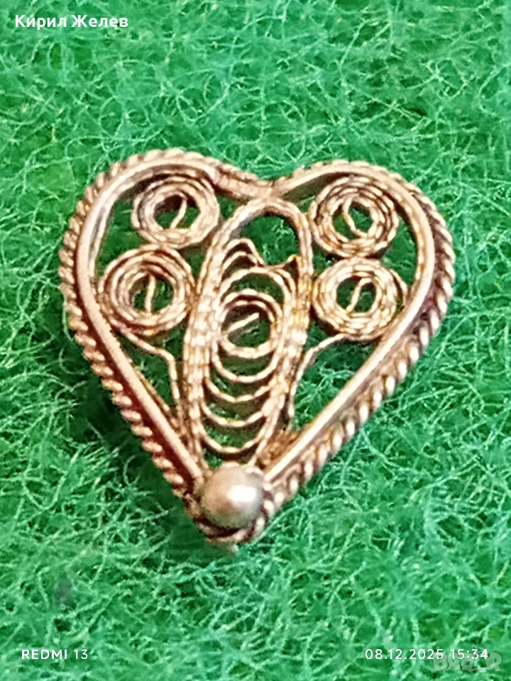 Винтидж бижу във формата на сърце филигранна изработка ювелирна изработка 52456, снимка 1