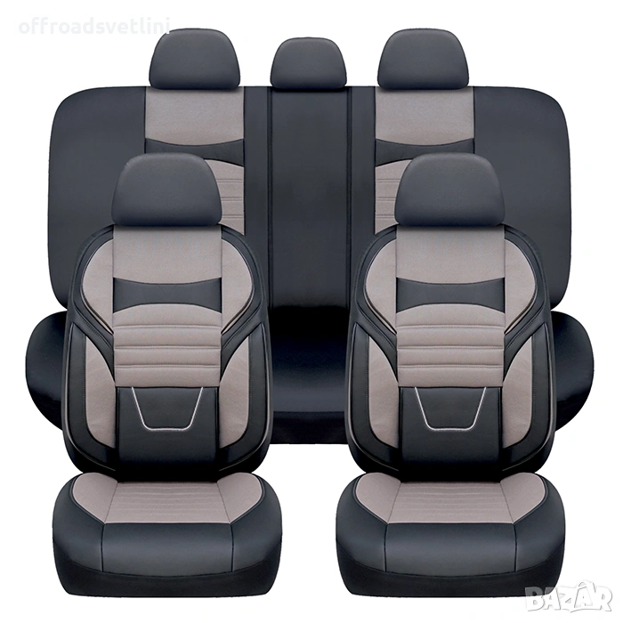 Тапицерия серия LUX TEXTIL – универсален комплект 11 части, черно/сиво, снимка 1