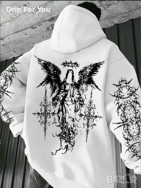 Мъжко Худи "Angel & Barbed Wire Design" РАЗПРОДАЖБА, снимка 1