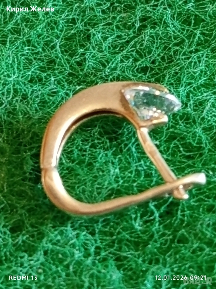 Абстрактна сребърна обеца с въртящ се камък АРТ БИЖУ 52654, снимка 1