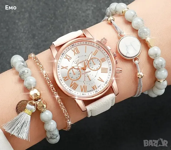 Дамски часовник - 5 в 1, бял

, снимка 1