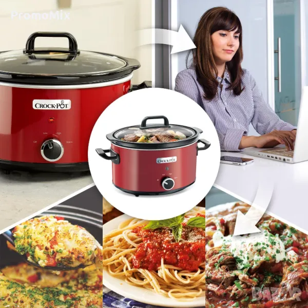 Уред за бавно готвене Crock Pot SCV400RD-050 Slow Cooker 3.5л 210W Съд за готвене с капак Оризовар, снимка 1