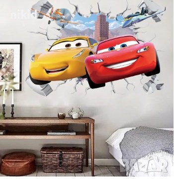 3d колите маккуин макуин cars и жълта кола стикер постер за стена лепенка декорация, снимка 1