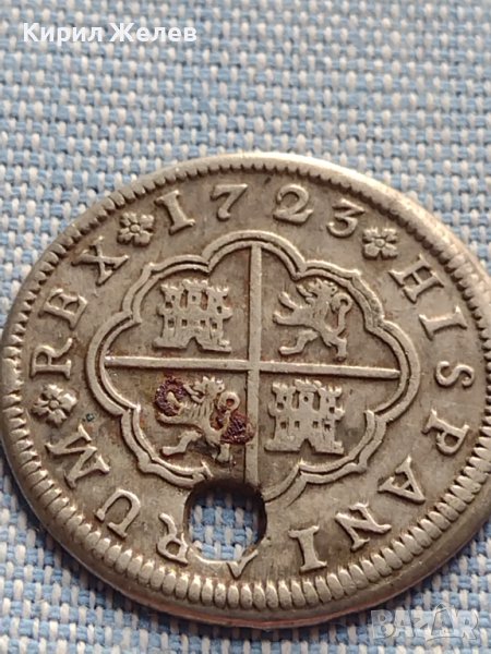 Сребърна монета 2 реала 1723г. Филип пети Сеговия Испания 13683, снимка 1