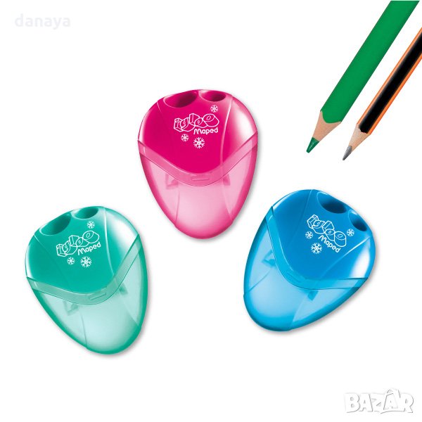 1575 Двойна острилка за моливи с прозрачен контейнер, снимка 1