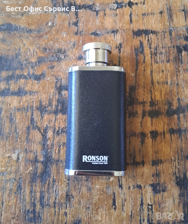 бутилка за алкохол манерка метал с кожа Ronson Ронсон, снимка 1