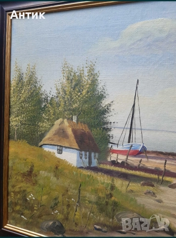 Красива Стара Картина Живопис Маслени Бои на Платно, снимка 7 - Картини - 52630679