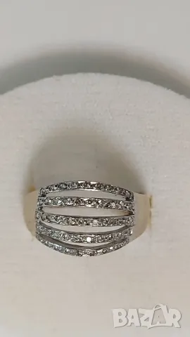 Златен пръстен с диаманти, снимка 3 - Пръстени - 48169538