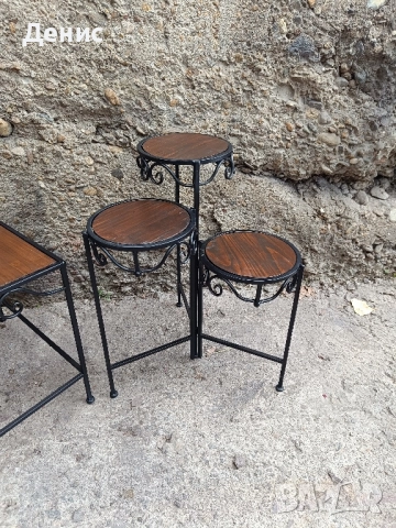 Цветарник ,дърво и метал, снимка 4 - Декорация за дома - 51669541