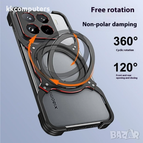 Xiaomi 15 Pro Удароустойчив Метален Калъф със Стойка MagSafe + Скрийн Протектор – Черен, Червен, Лил, снимка 8 - Калъфи, кейсове - 51499228