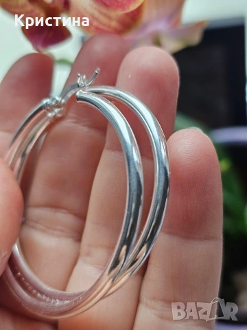 Нови сребърни обеци халки, снимка 2 - Обеци - 53067335